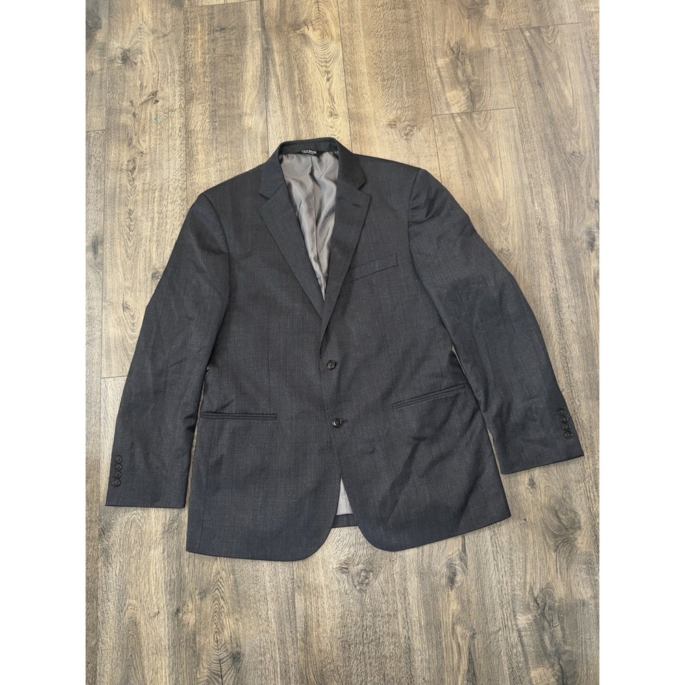 Jos A Bank Men's Sz 44R‎ Sport Coat Blazer Gray 100% Wool Suit Jacket USA Made